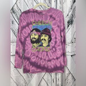 Cheech & Chong Long Sleeve T-Shirt Tie-Dye Purple M